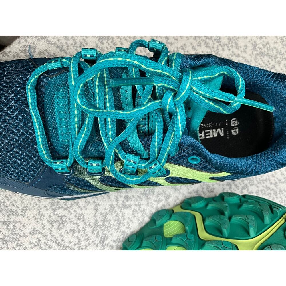 Merrell Bare Access Flex Trail Running Shoes Teal Lime Green Womens 6 Gorpcore - Picture 8 of 10